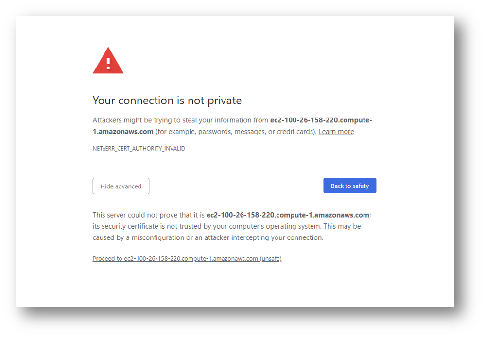 Browser TLS warning