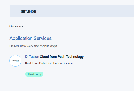 Diffusion Cloud in the Bluemix catalog.