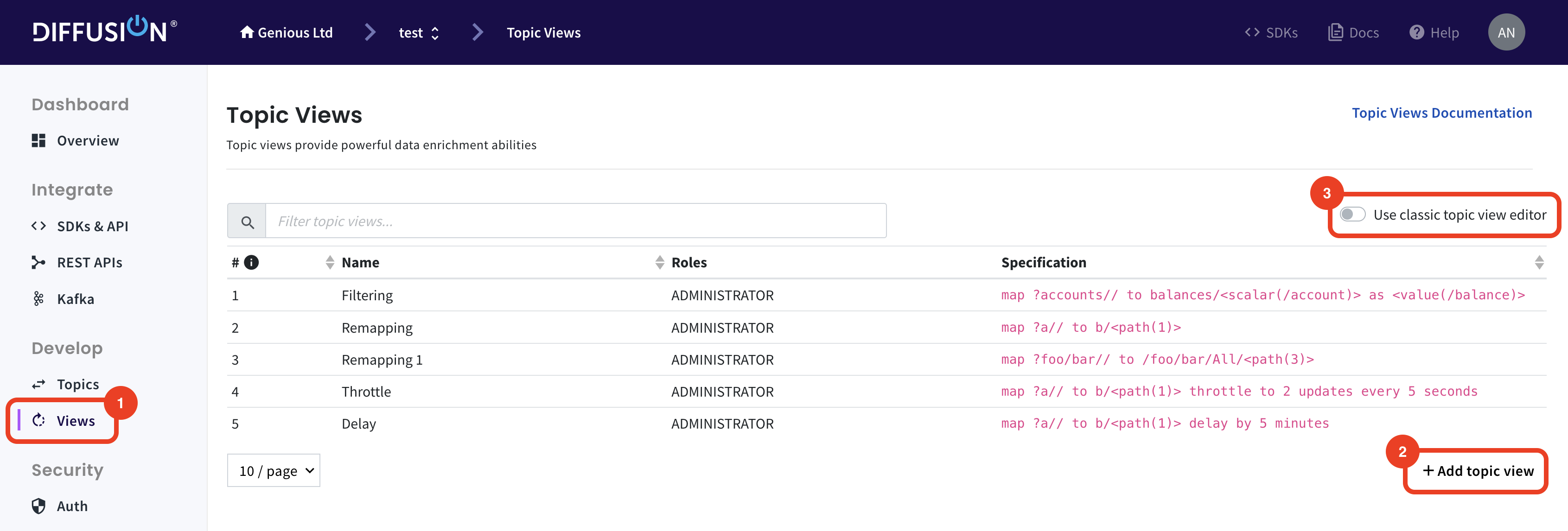 Create topic view