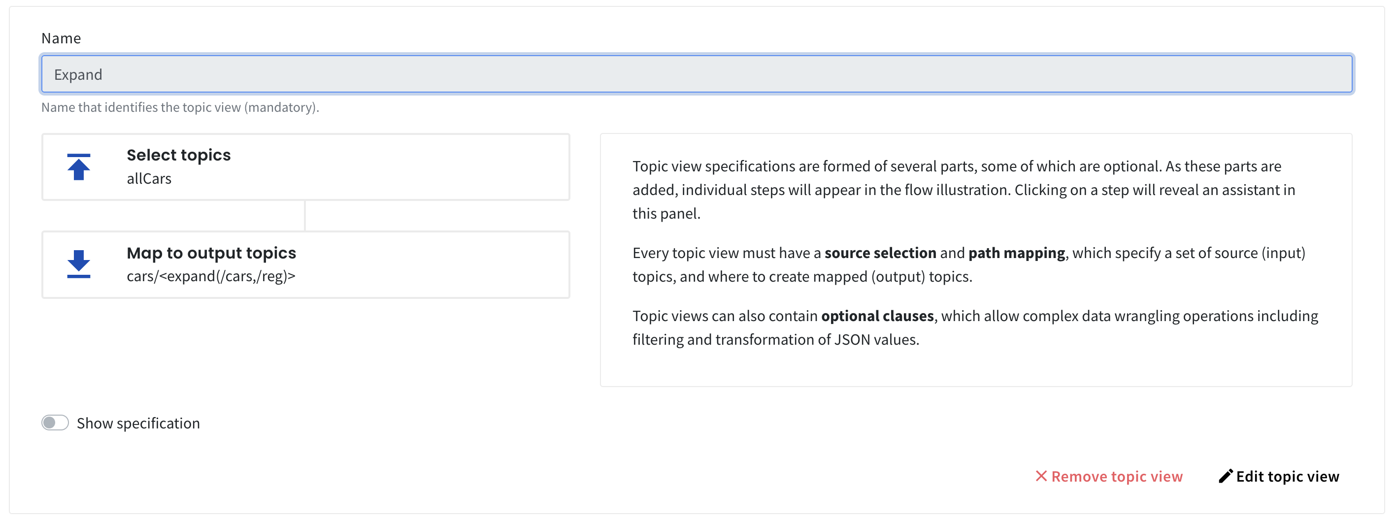 Create topic view